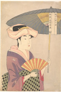 木版画　女性の美しさ 和傘 傘の美学：浮世絵に描かれた雨と人々の姿